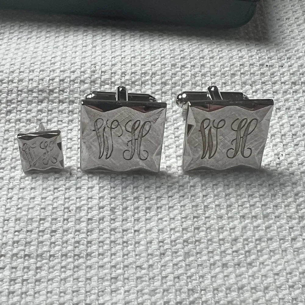 Anson “WH” Engraved Cuff Links and Tie Tack
